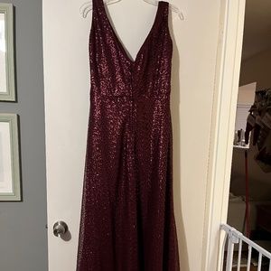 Morilee Caviar Mesh Bordeaux dress